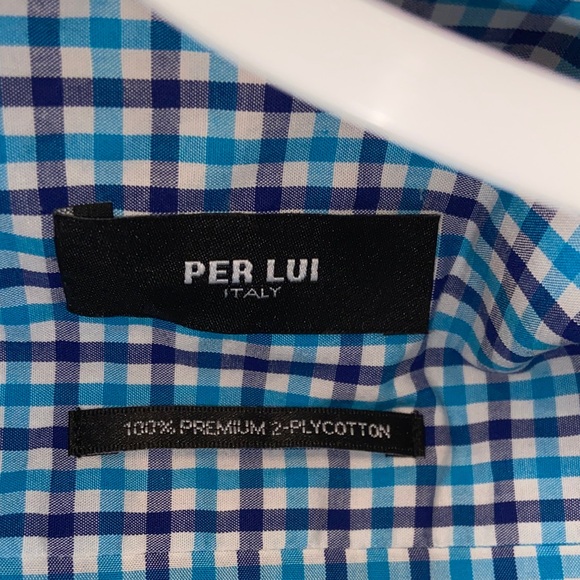 Men's Blue Checkered Shirt - Picture 3 of 4